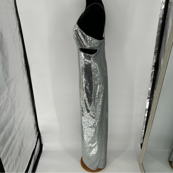 Aidan Mattox Halter Cut Out Maxi‎ Sequin Dress - Picture 9 of 16